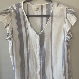 Flutter Sleeve Striped Blouse